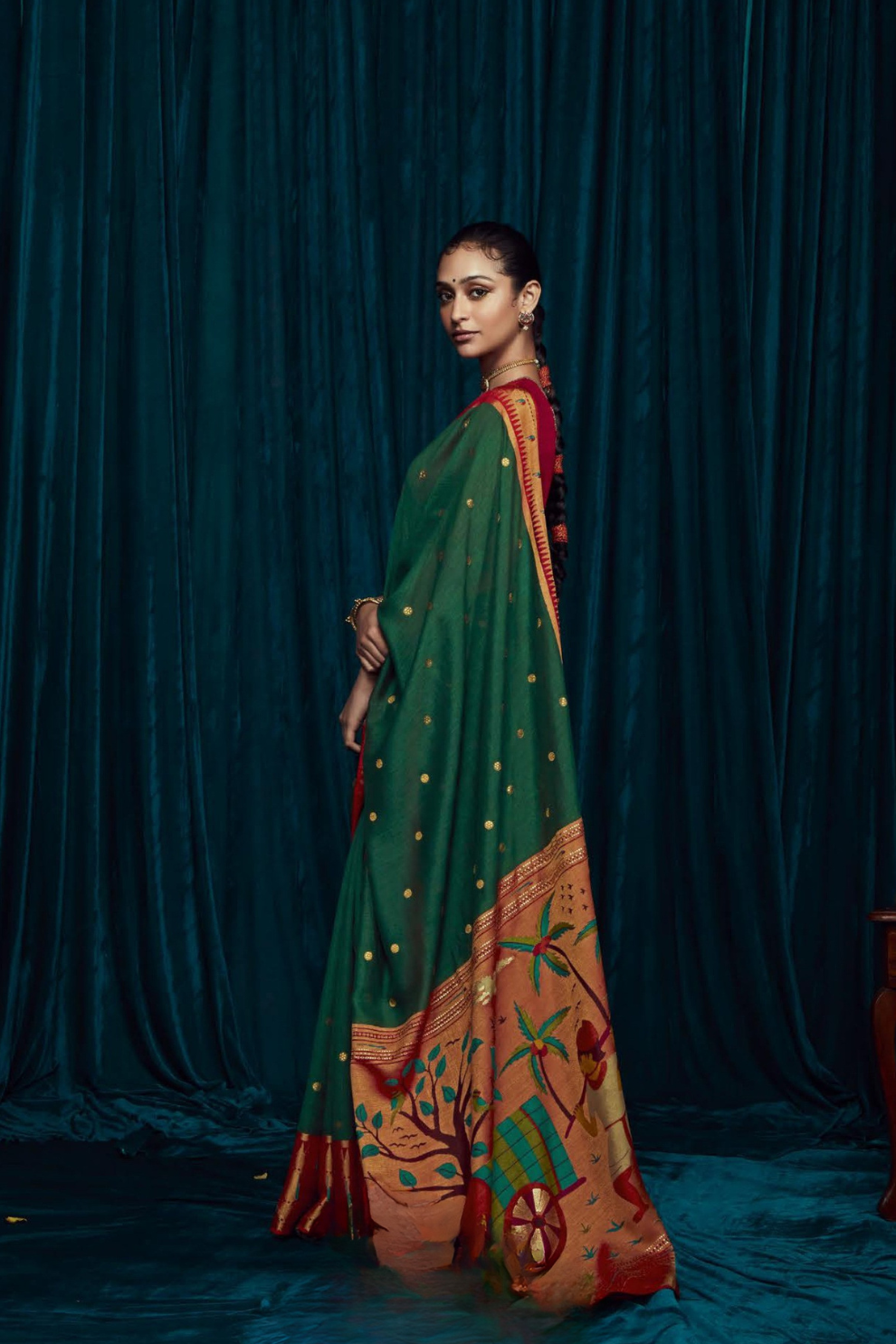 Elora Elegance Soft Brasso Silk Saree with Sequin Embroidery Sparkle