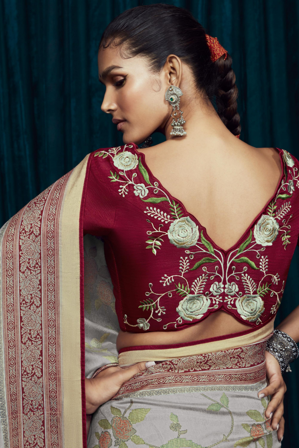 Elora Elegance Soft Brasso Silk Saree with Sequin Embroidery Sparkle