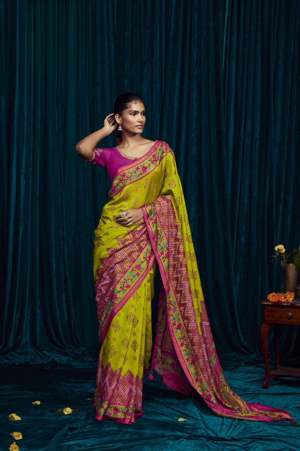 Elora Elegance Soft Brasso Silk Saree with Sequin Embroidery Sparkle