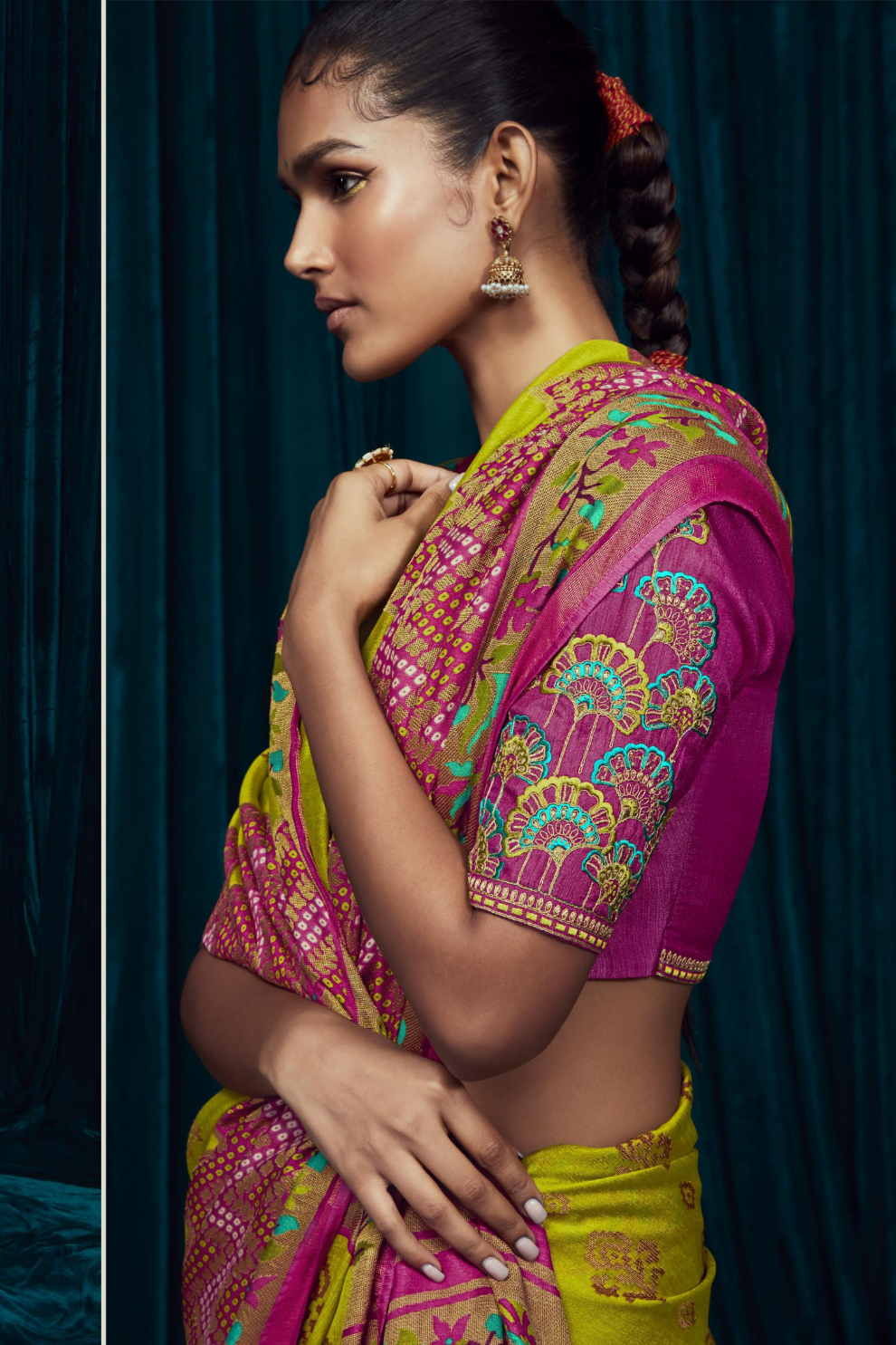 Elora Elegance Soft Brasso Silk Saree with Sequin Embroidery Sparkle