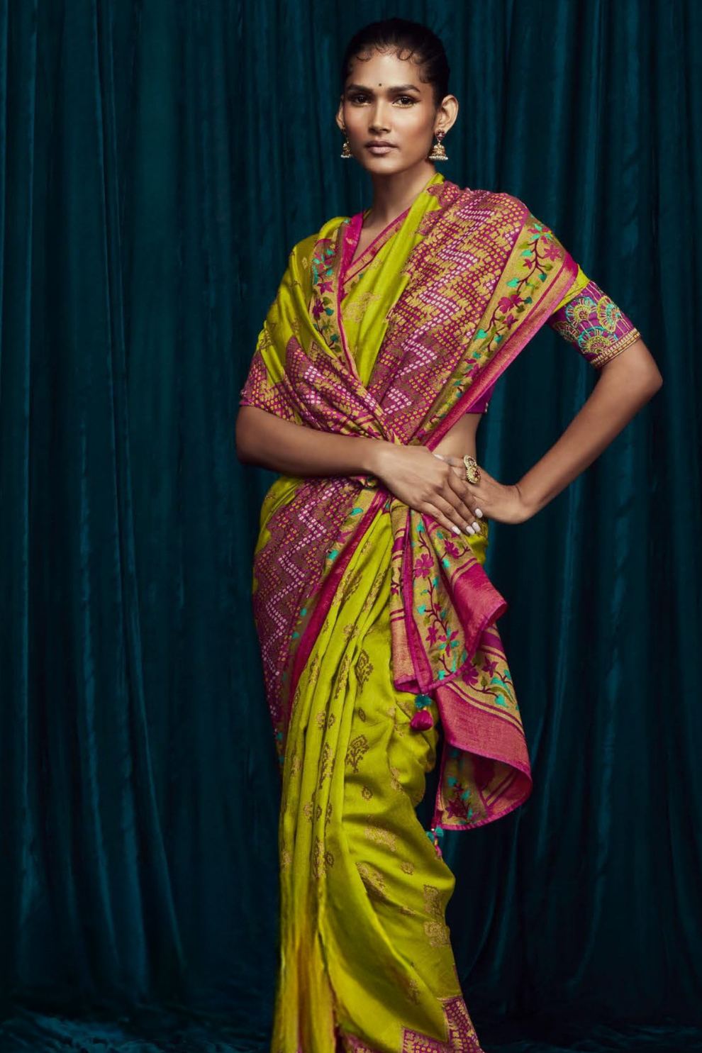 Elora Elegance Soft Brasso Silk Saree with Sequin Embroidery Sparkle