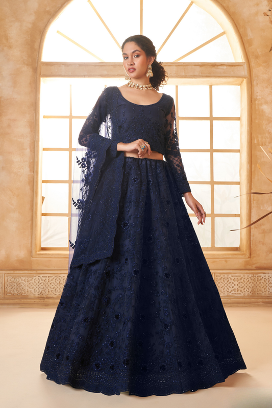 LAVANTE_FASHION_NET_EMBROIDERED_LEHENGA_CHOLI_101 - LaVante Fashion