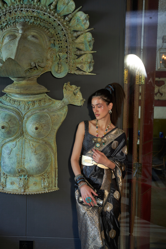 Nylon Pure Satin Handloom Weaving Saree with Subtle Elegance