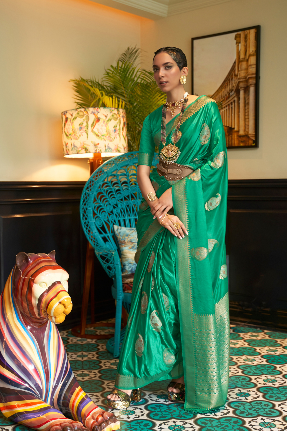 Glossy Nylon Weaving Silk Saree for Festive & Formal Elegance