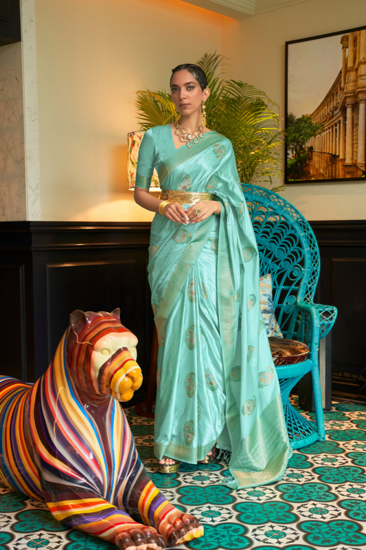 Glossy Nylon Weaving Silk Saree for Festive & Formal Elegance