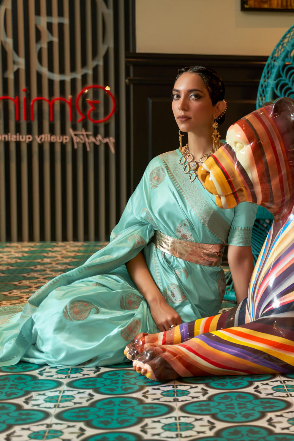 Glossy Nylon Weaving Silk Saree for Festive & Formal Elegance