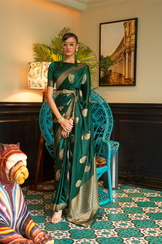 Glossy Nylon Weaving Silk Saree for Festive & Formal Elegance