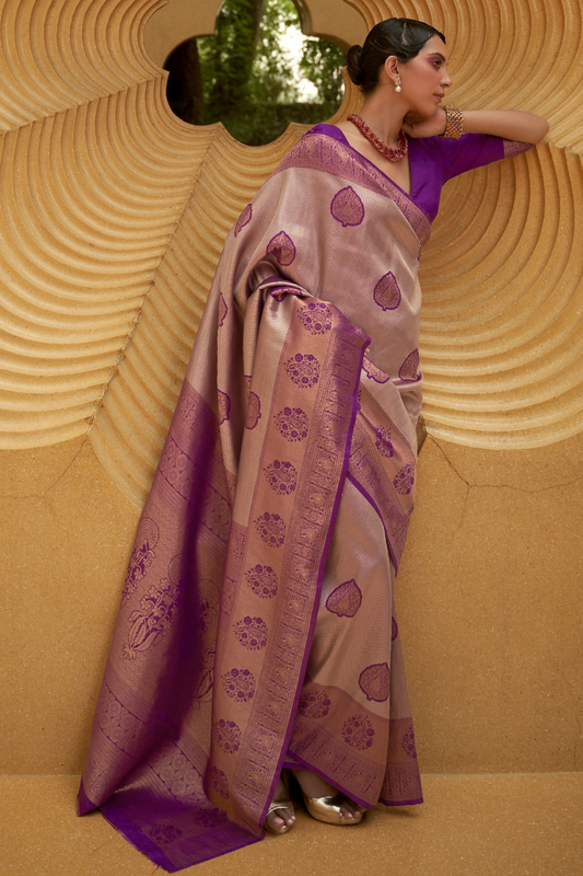 Two-Tone Nylon Woven Silk Saree with Elegant Shine