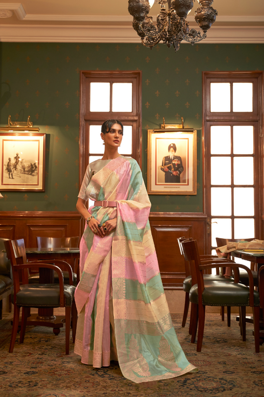 Elegant Organza Woven Saree with Subtle Traditional Charm