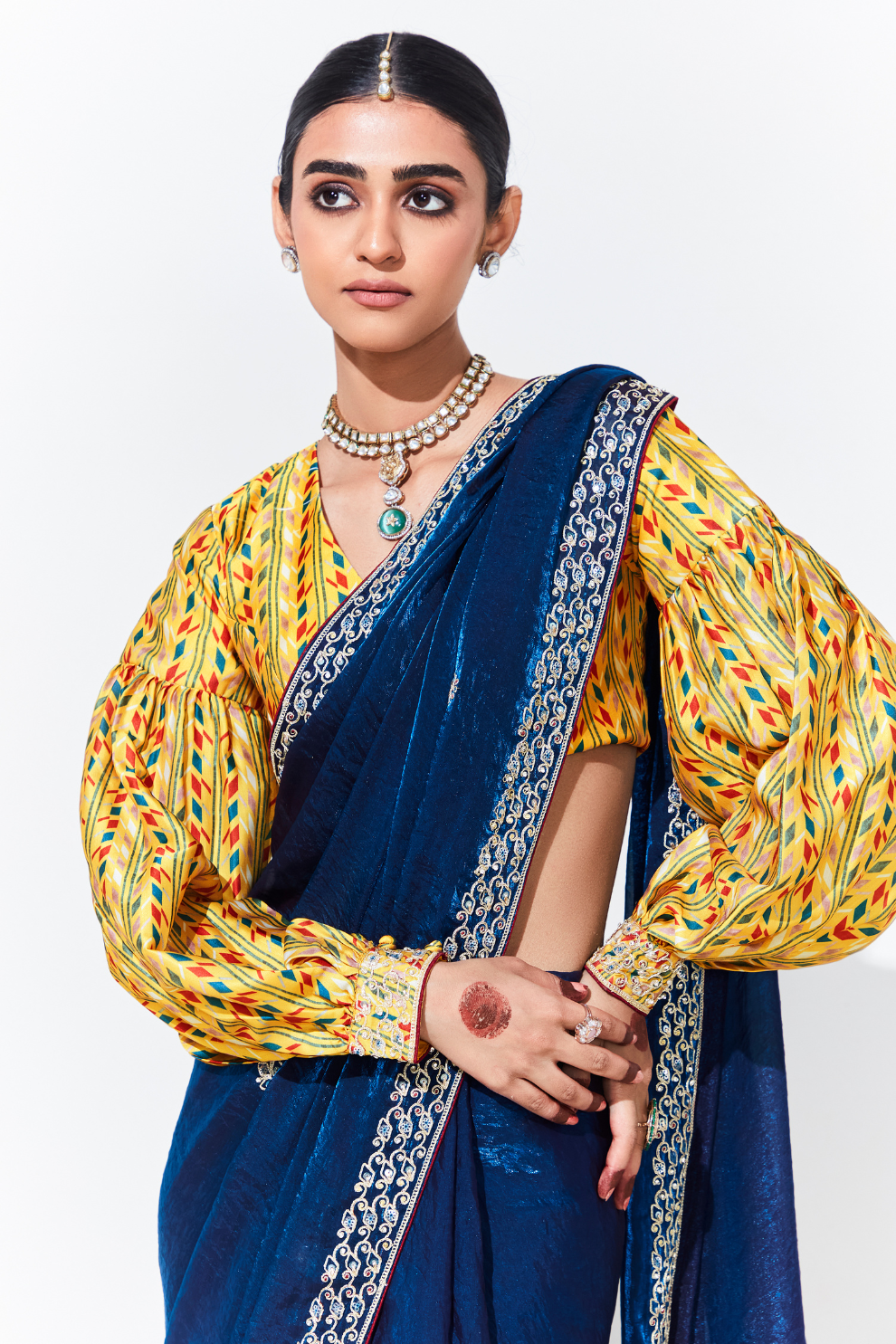 Elegant Tissue Saree with Sequins and Thread Embroidery Work