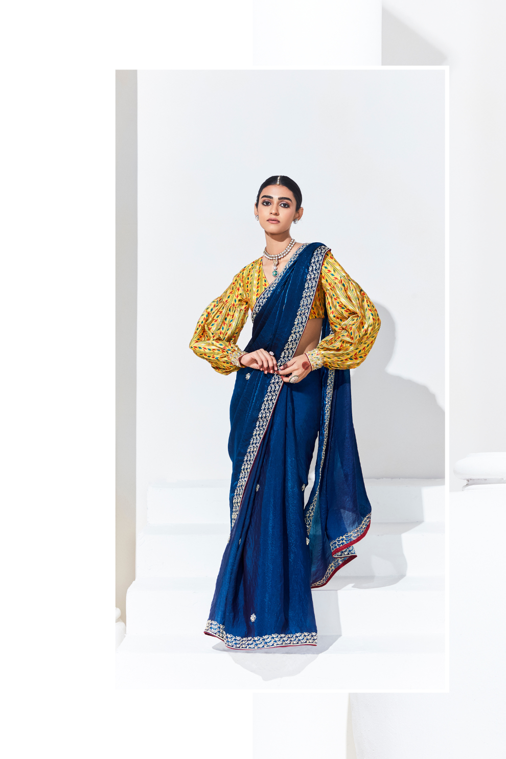 Elegant Tissue Saree with Sequins and Thread Embroidery Work