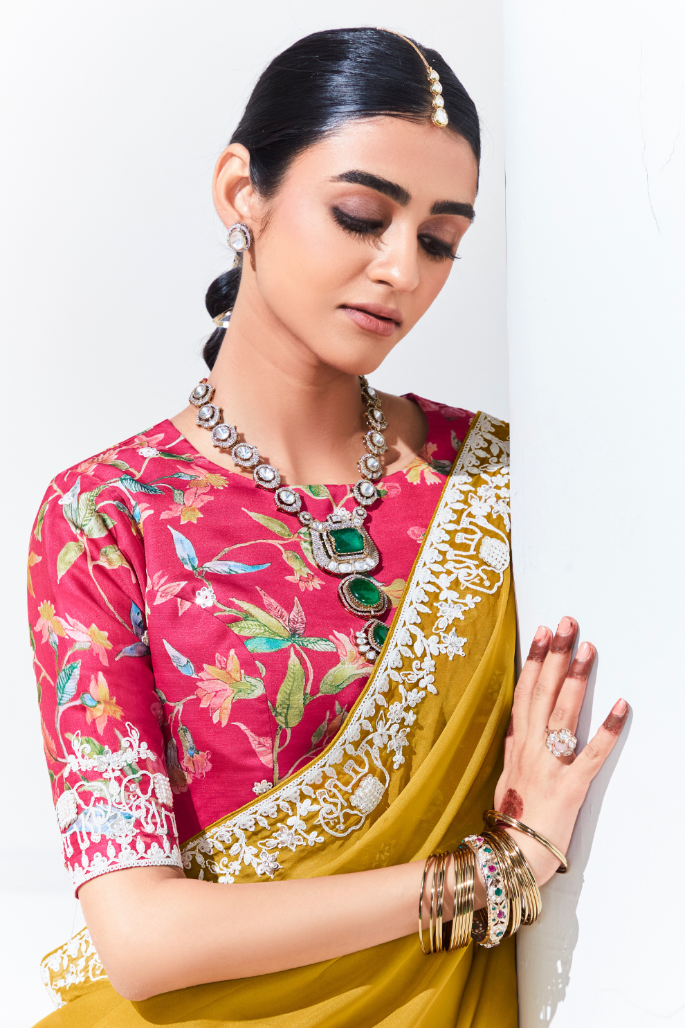 Elegant Tissue Saree with Sequins and Thread Embroidery Work