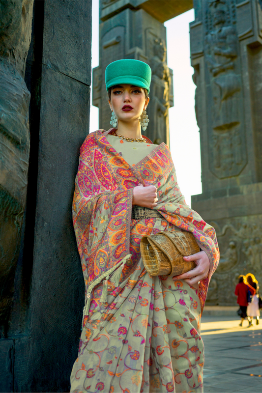 Kashneer Silk Organza Saree with Fine Handloom Weaving