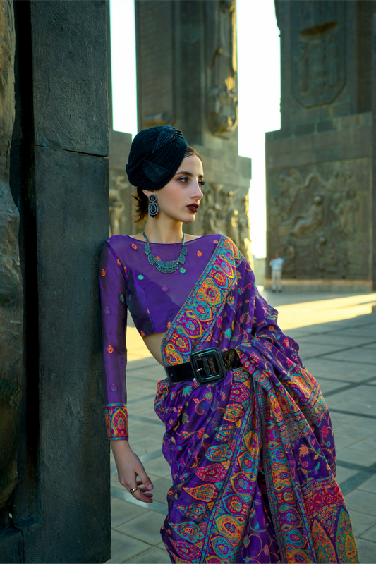 Kashneer Silk Organza Saree with Fine Handloom Weaving