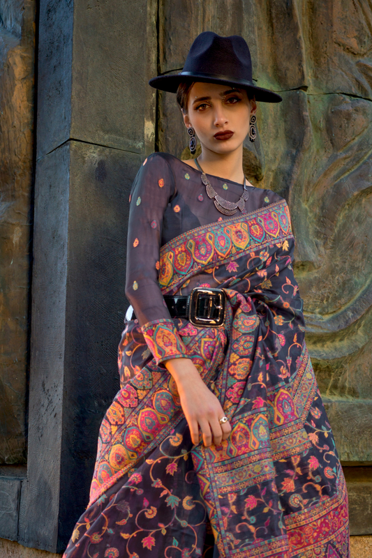 Kashneer Silk Organza Saree with Fine Handloom Weaving