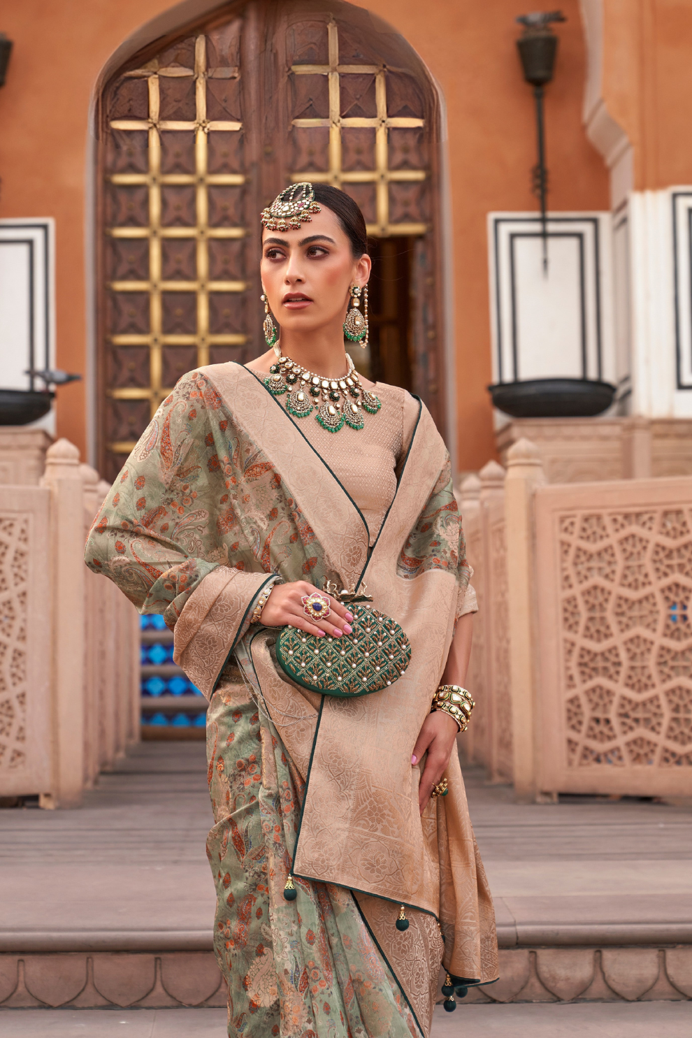 Organza Silk Saree with Jacquard Butti and Digital Print