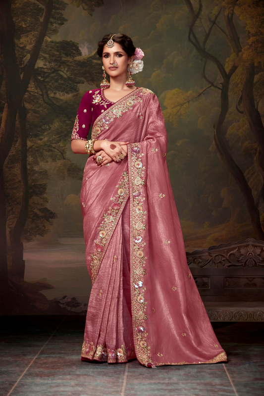 Heavy Embroidered Designer Silk Saree for Elegant Occasions
