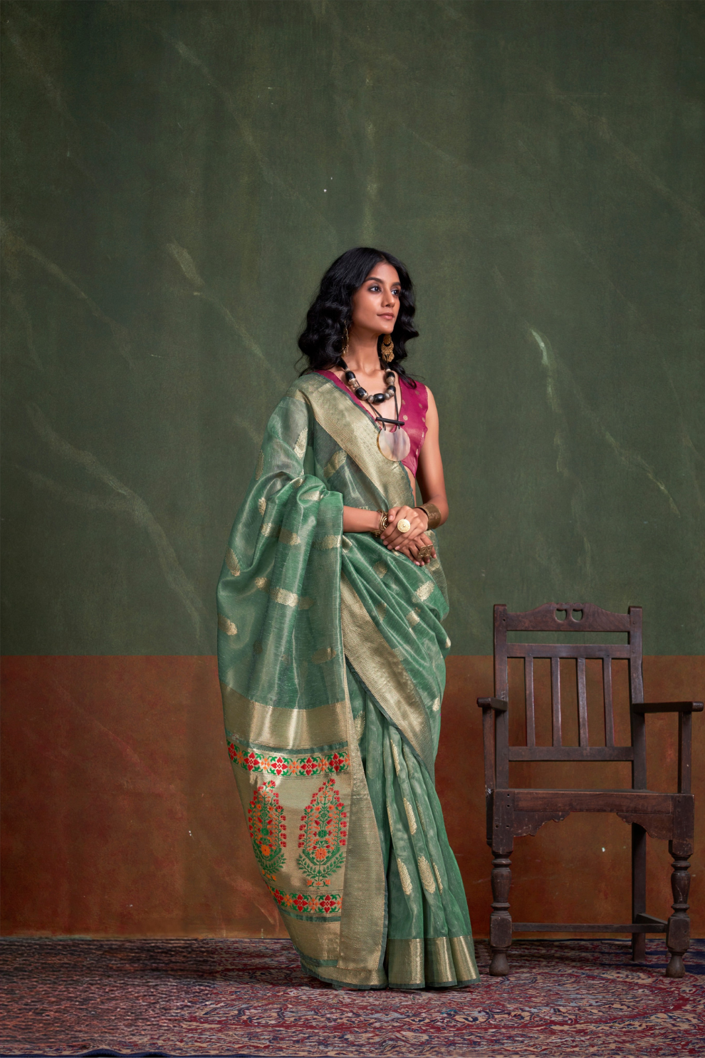 Paithani Zari Tissue Saree with Traditional Handloom Weaving