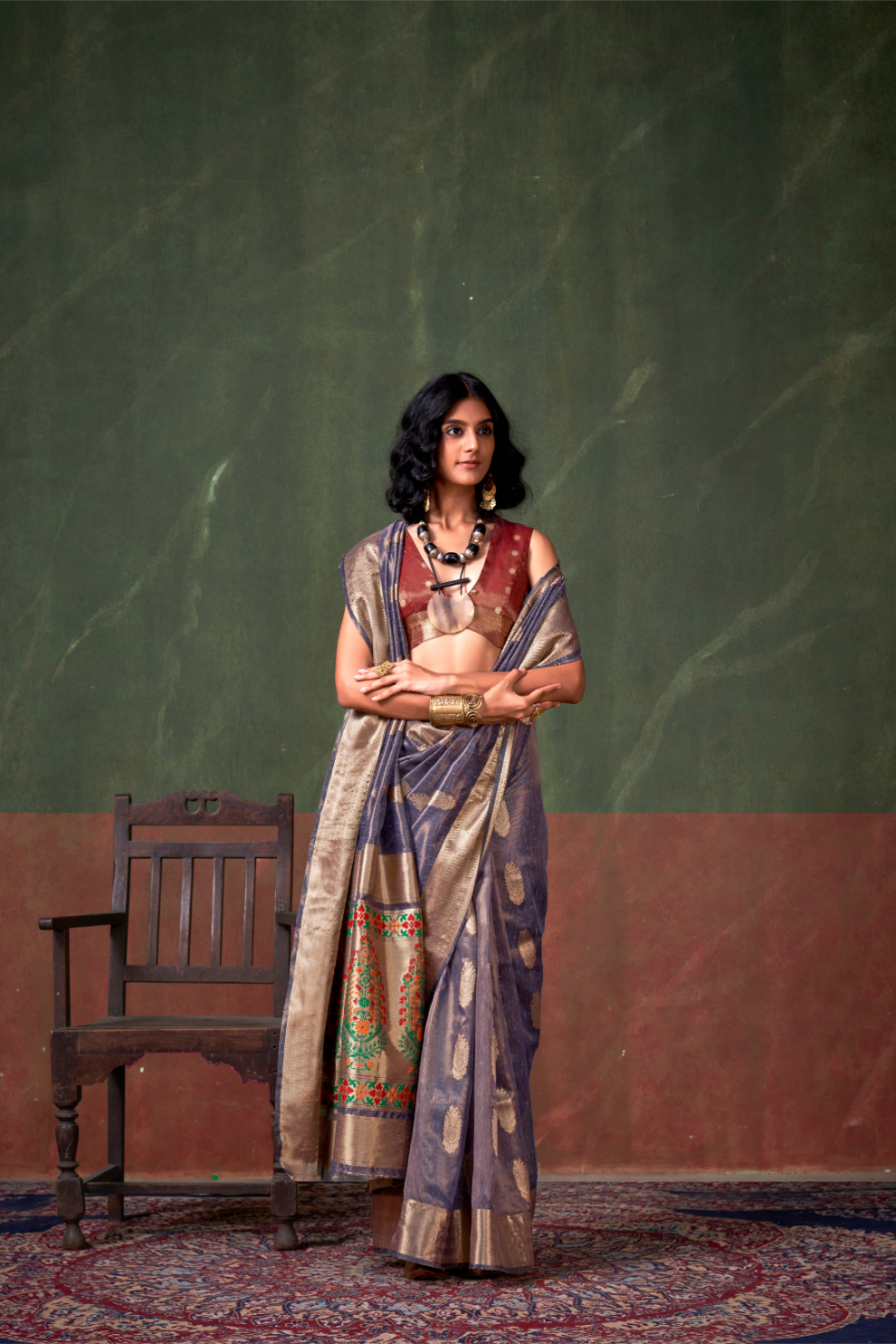 Paithani Zari Tissue Saree with Traditional Handloom Weaving