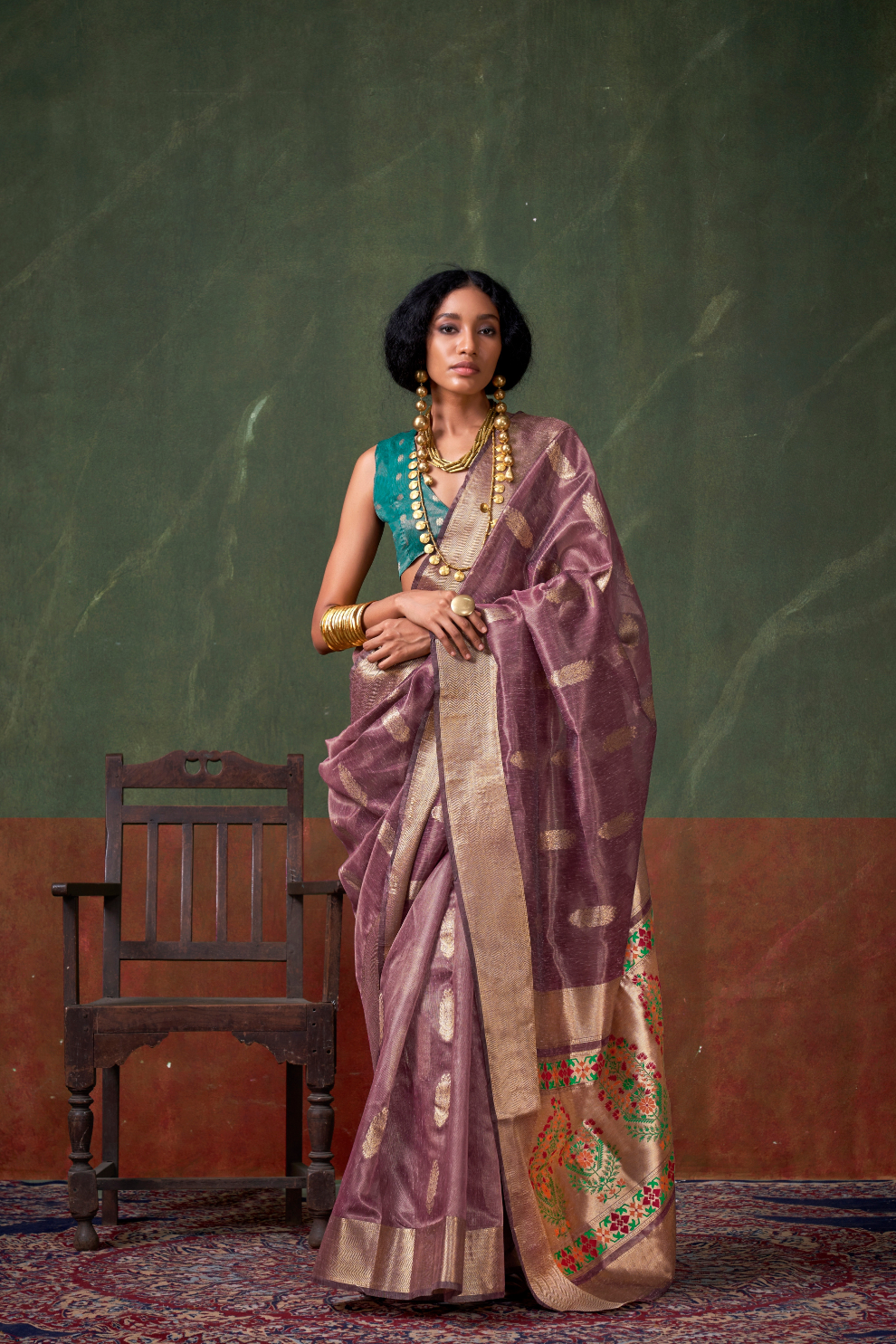 Paithani Zari Tissue Saree with Traditional Handloom Weaving