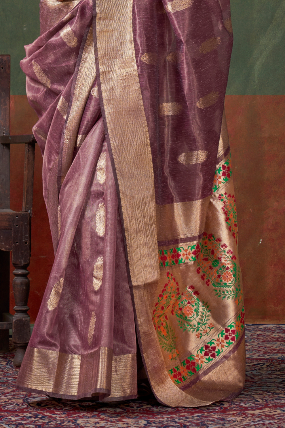 Paithani Zari Tissue Saree with Traditional Handloom Weaving