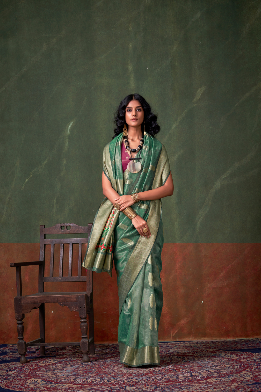 Paithani Zari Tissue Saree with Traditional Handloom Weaving