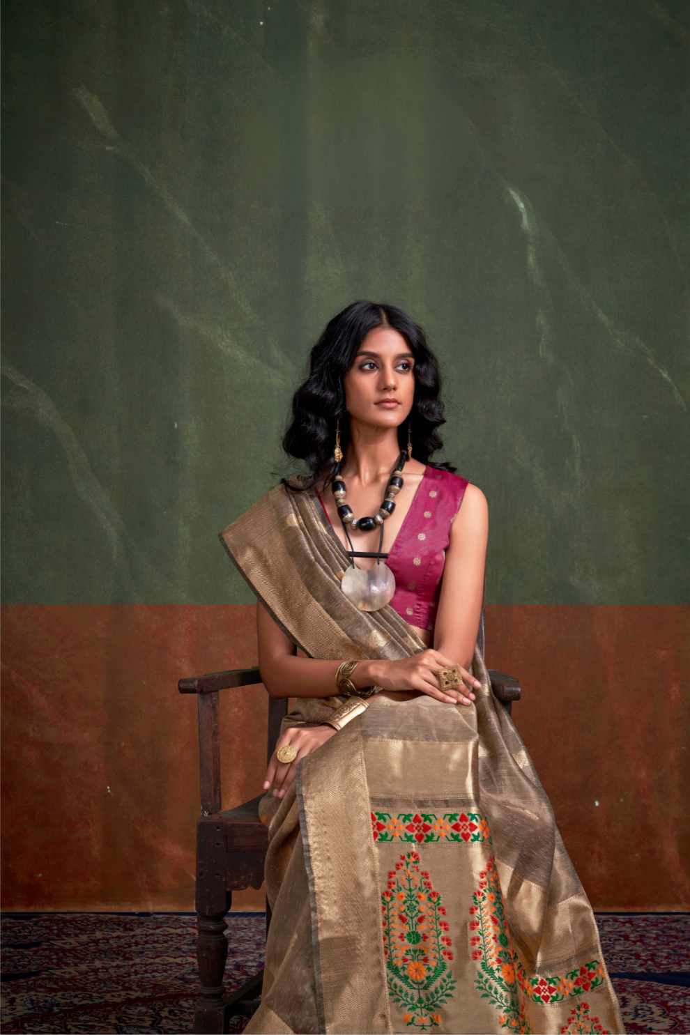 Paithani Zari Tissue Saree with Traditional Handloom Weaving