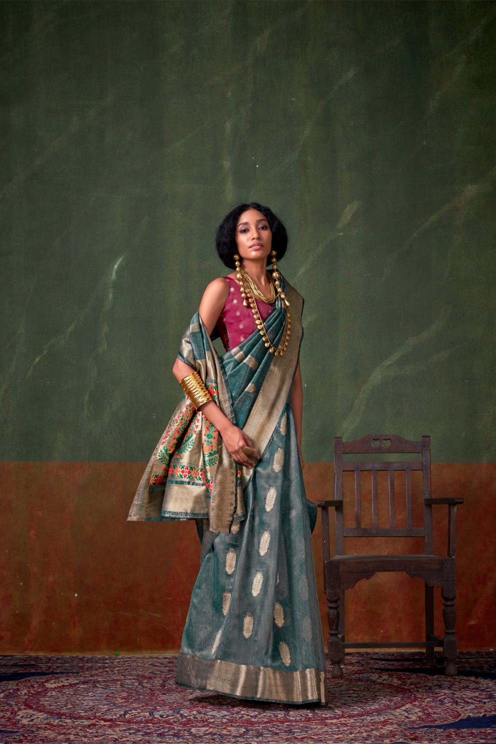 Paithani Zari Tissue Saree with Traditional Handloom Weaving