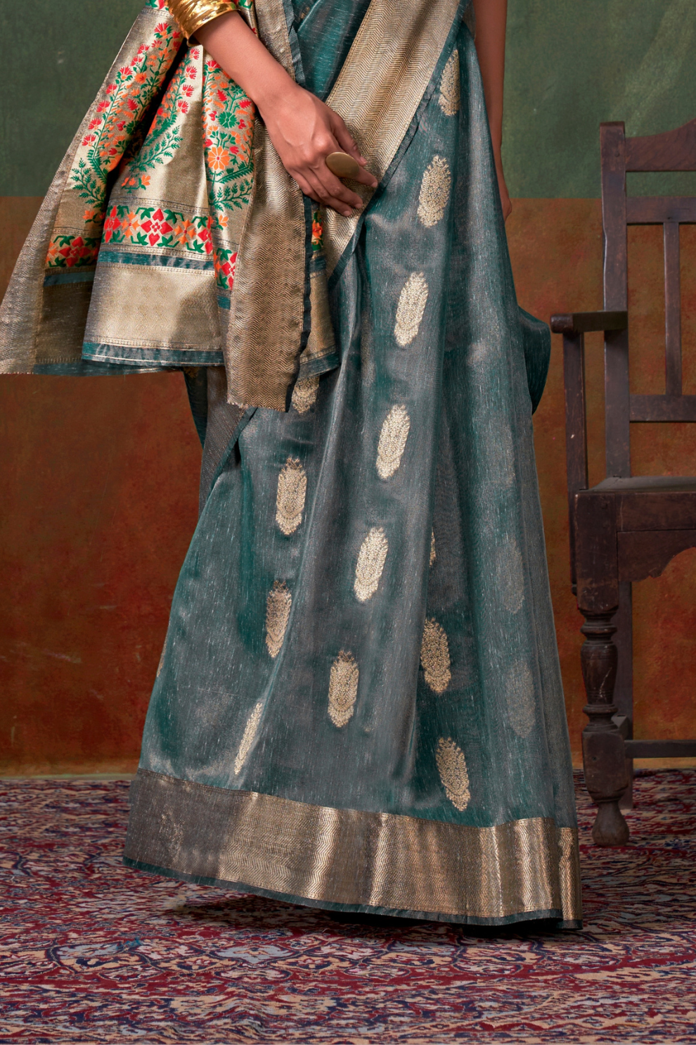 Paithani Zari Tissue Saree with Traditional Handloom Weaving