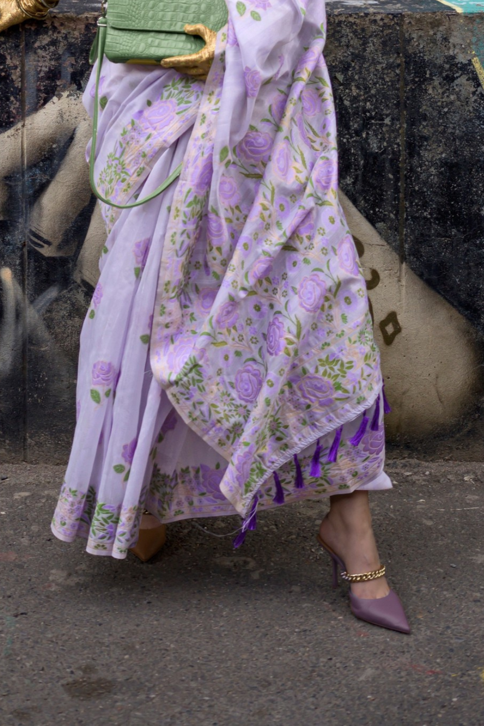 Parsi Weaving Handwoven Textured Silk Saree with Heritage Detailing