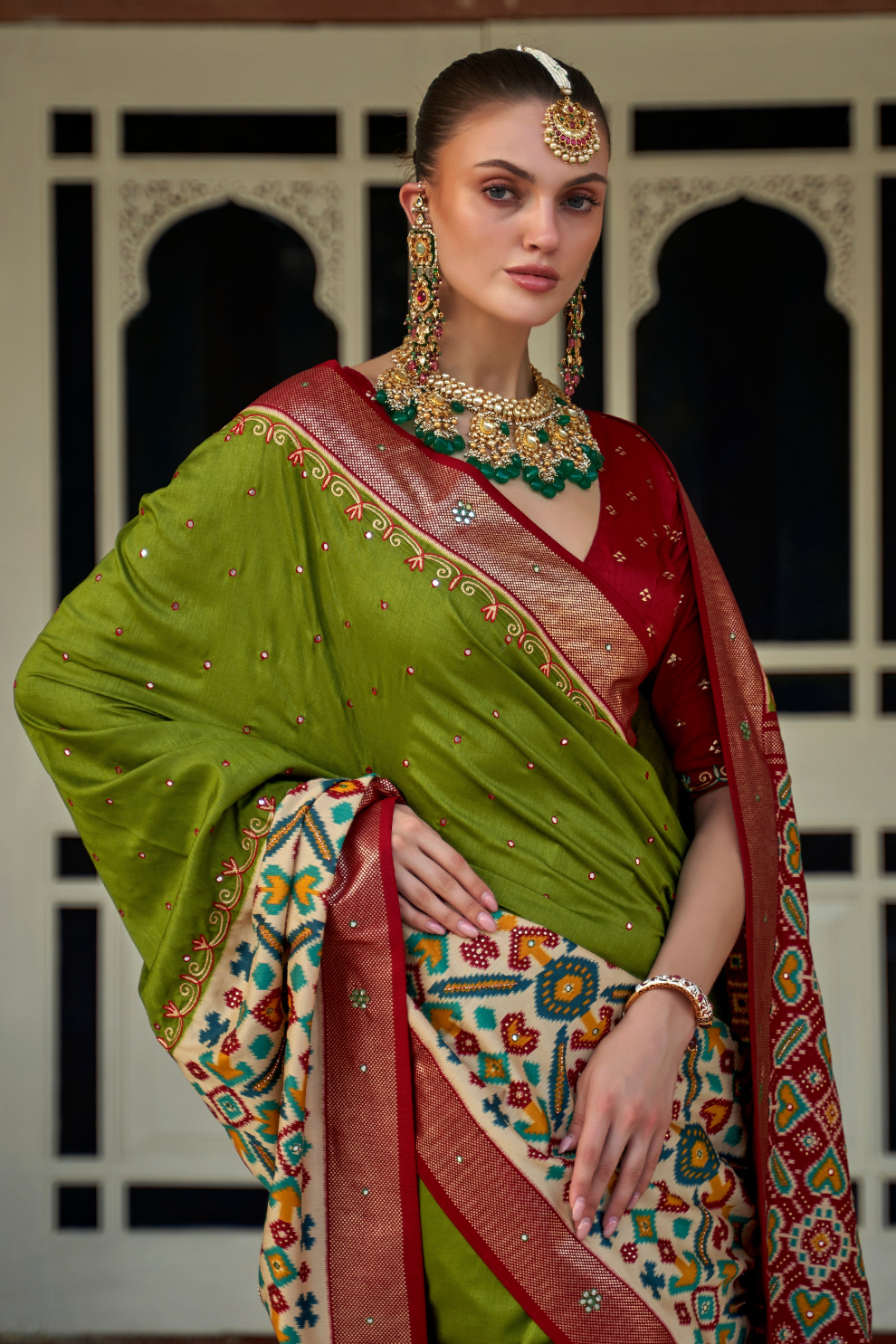 Traditional Patola Design Silk Saree with Rich Prints