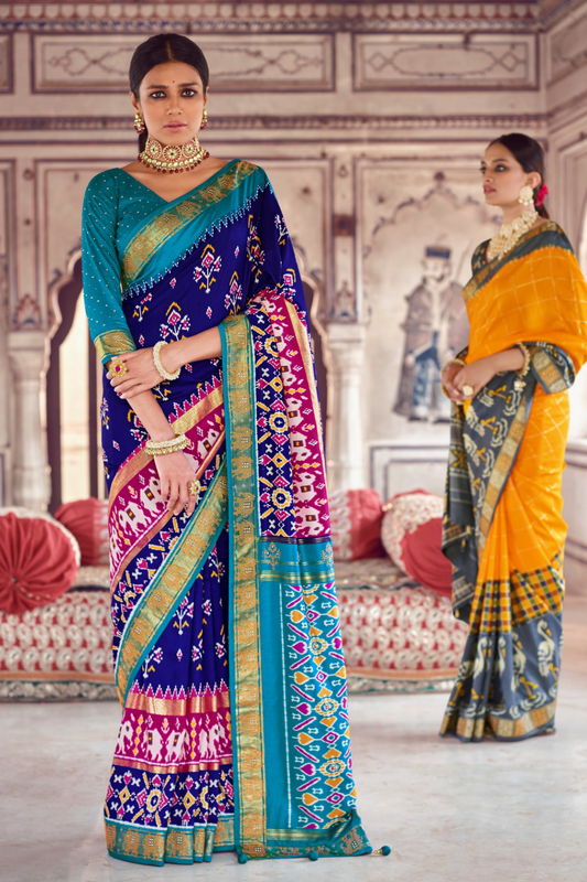 Dola Silk Saree with Ethnic Traditional Patola Print Design