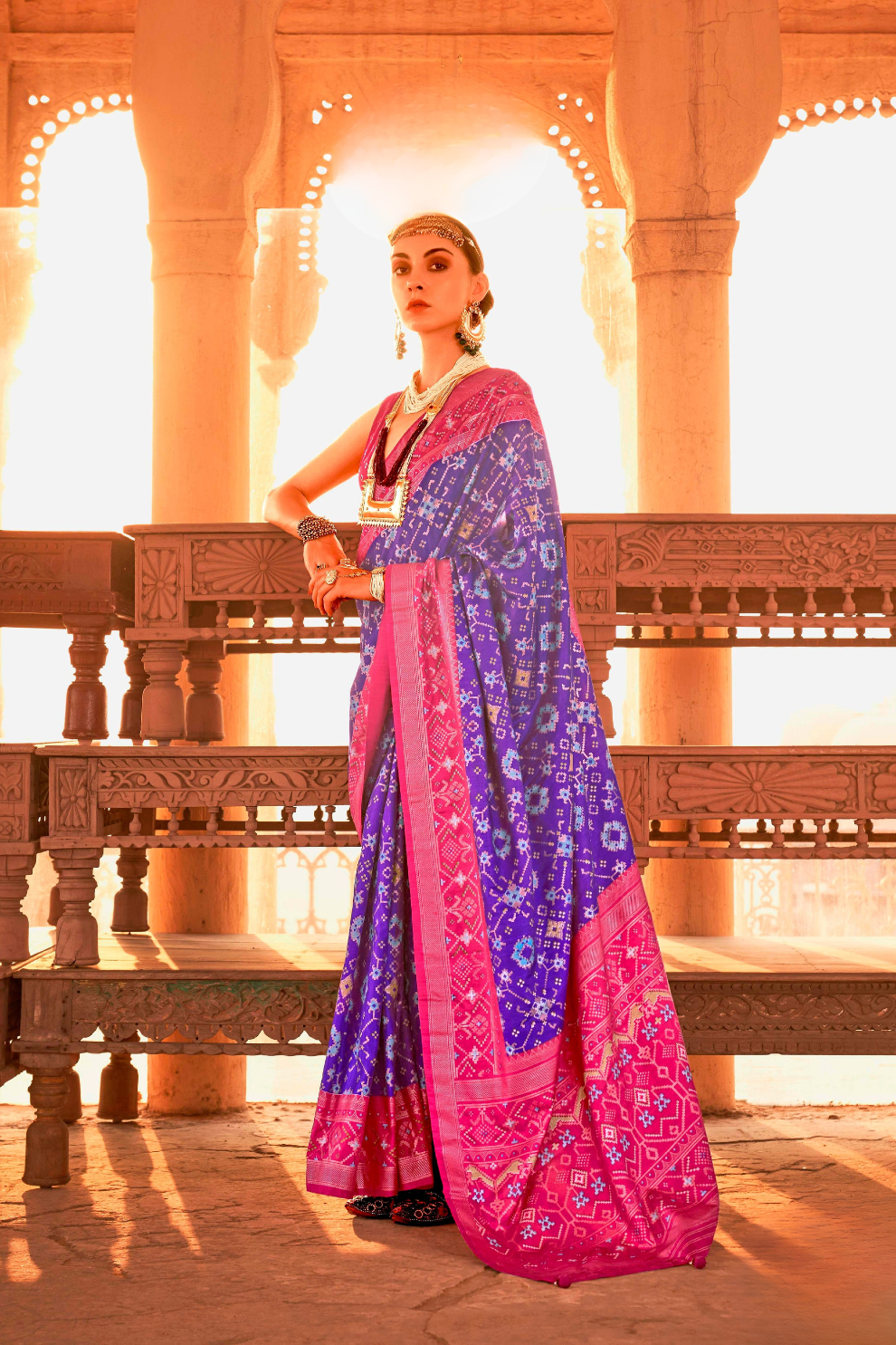 Elegant Patola Printed Art Silk Saree with Intricate Design