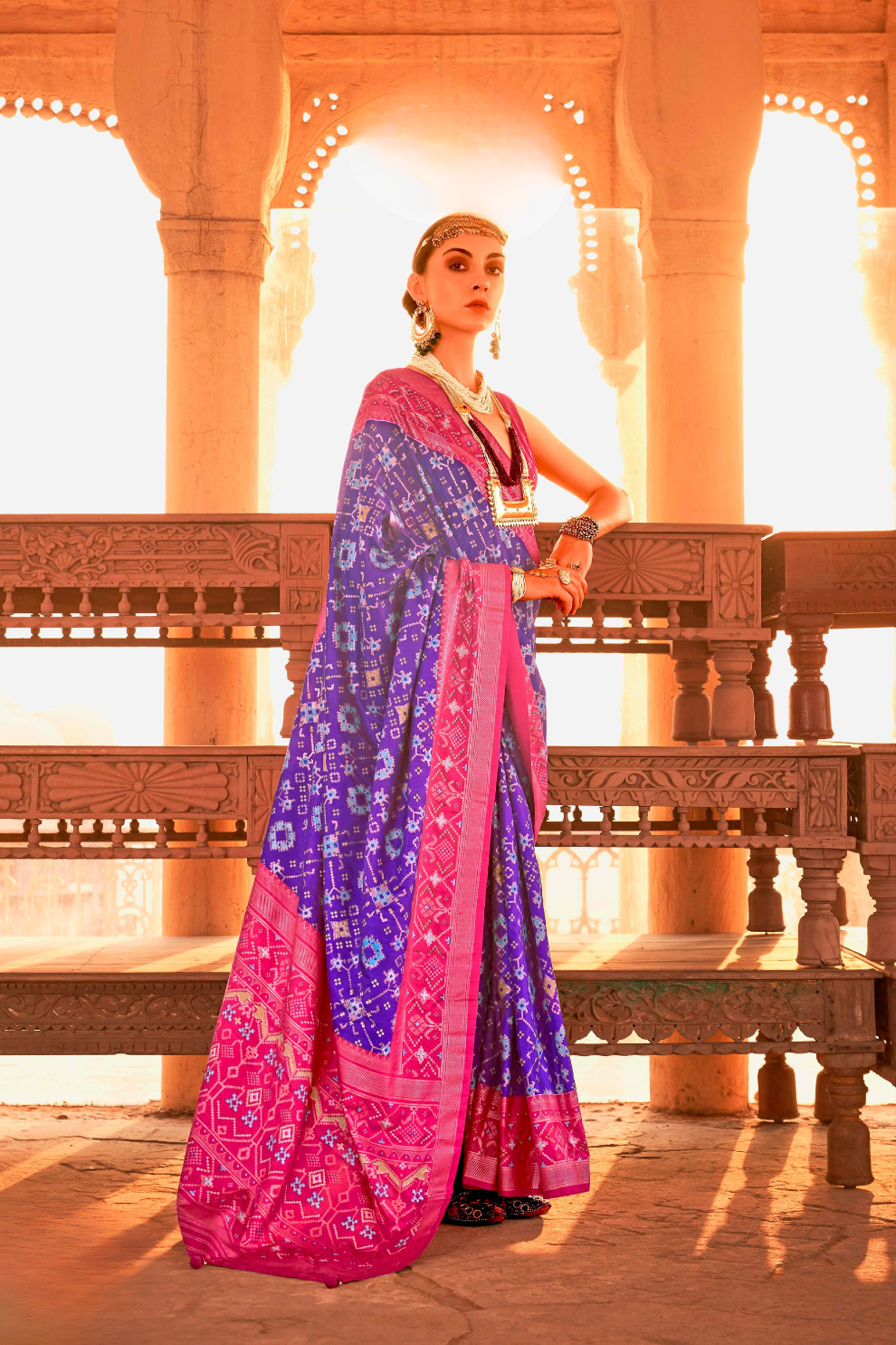 Elegant Patola Printed Art Silk Saree with Intricate Design