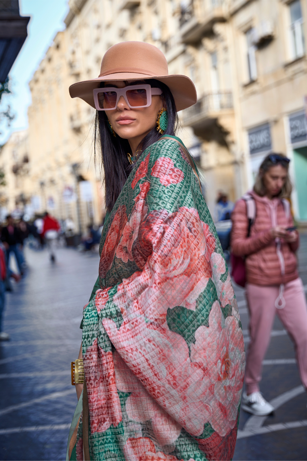 Elegant Poly Viscose Printed Saree with Handloom Weaving Detailing