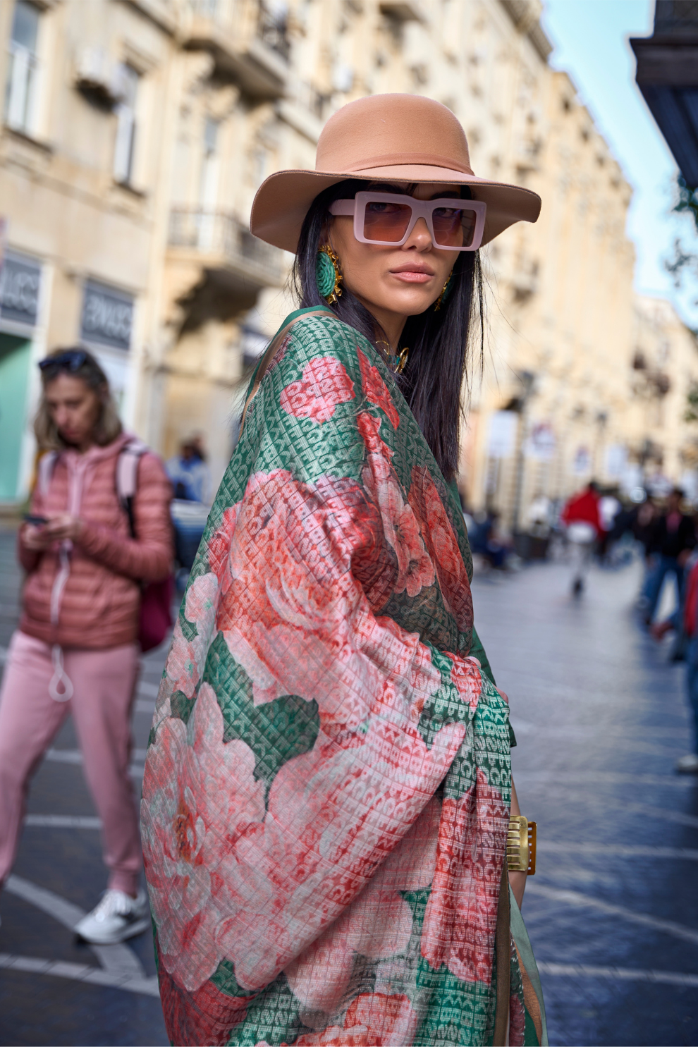 Elegant Poly Viscose Printed Saree with Handloom Weaving Detailing