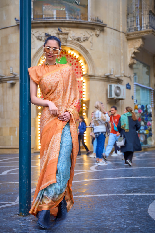 Elegant Poly Viscose Printed Saree with Handloom Weaving Detailing