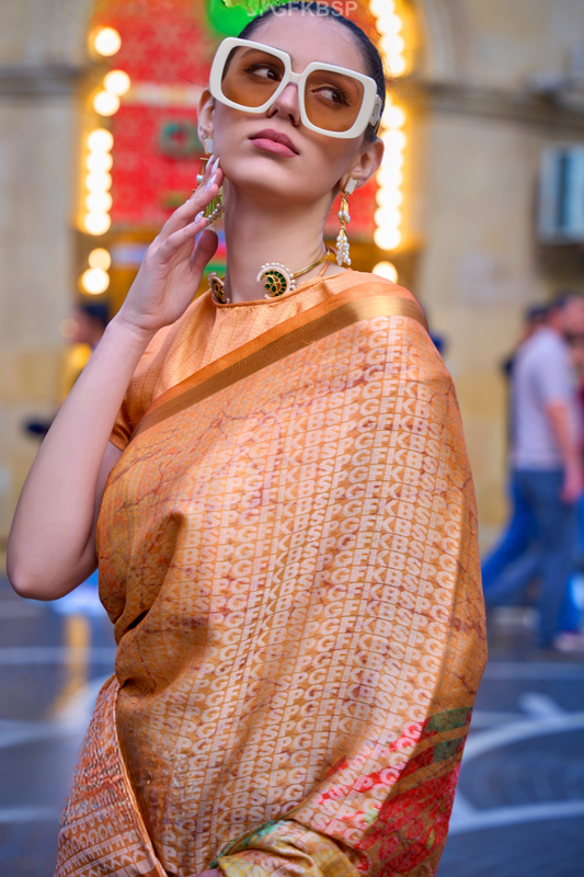 Elegant Poly Viscose Printed Saree with Handloom Weaving Detailing