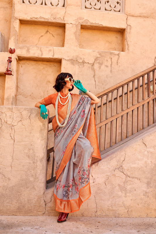 Elegant Digital Print Georgette Saree with Contemporary Design