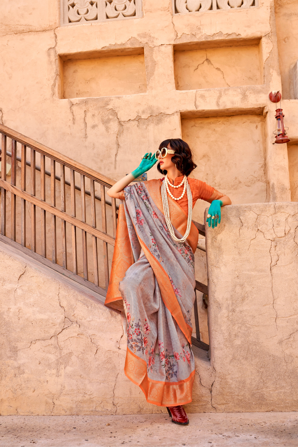 Elegant Digital Print Georgette Saree with Contemporary Design