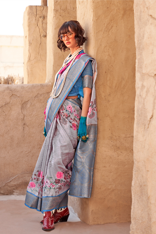 Elegant Digital Print Georgette Saree with Contemporary Design