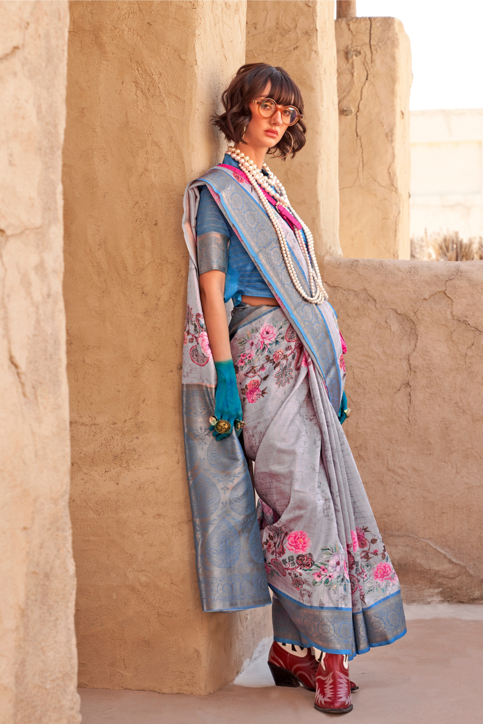 Elegant Digital Print Georgette Saree with Contemporary Design