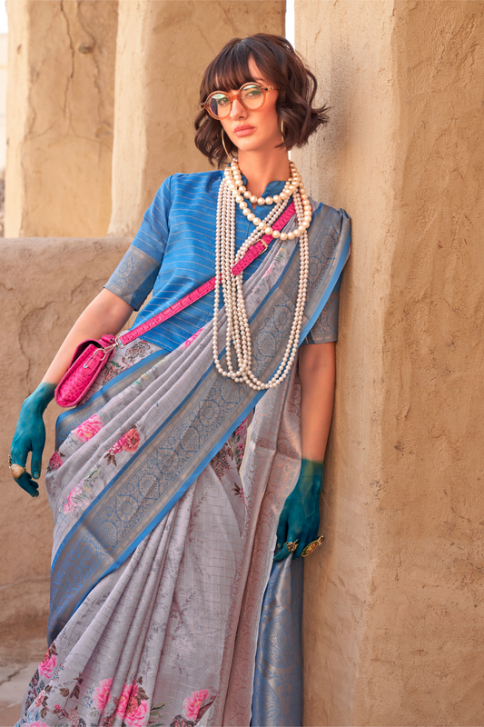 Elegant Digital Print Georgette Saree with Contemporary Design