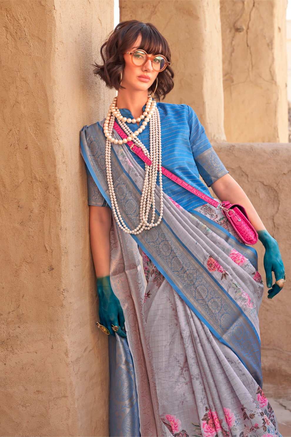 Elegant Digital Print Georgette Saree with Contemporary Design