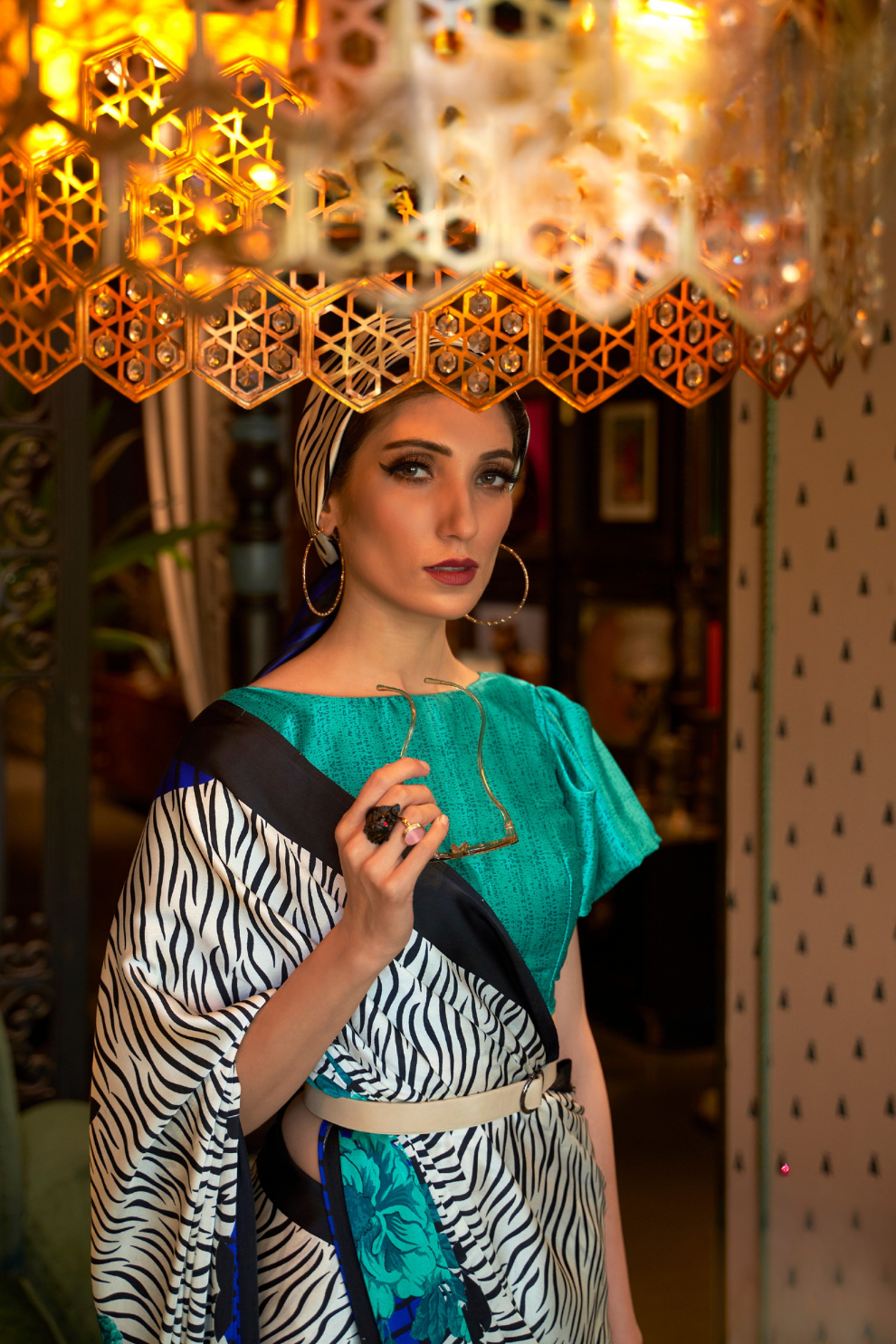 Printed Japan Satin Creep Saree with Elegant Flowing Drape