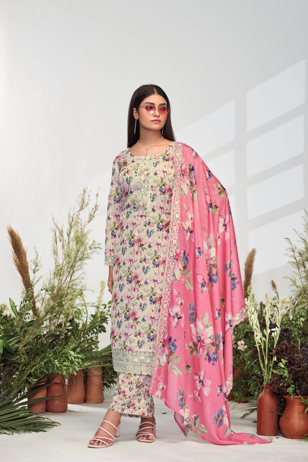 Elegent Pure Cotton Digital Print With Embroidery Designer Festive Wear Salwar Suit Set