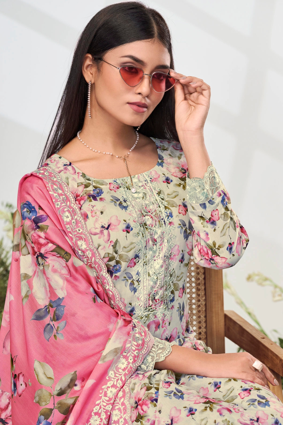 Elegent Pure Cotton Digital Print With Embroidery Designer Festive Wear Salwar Suit Set