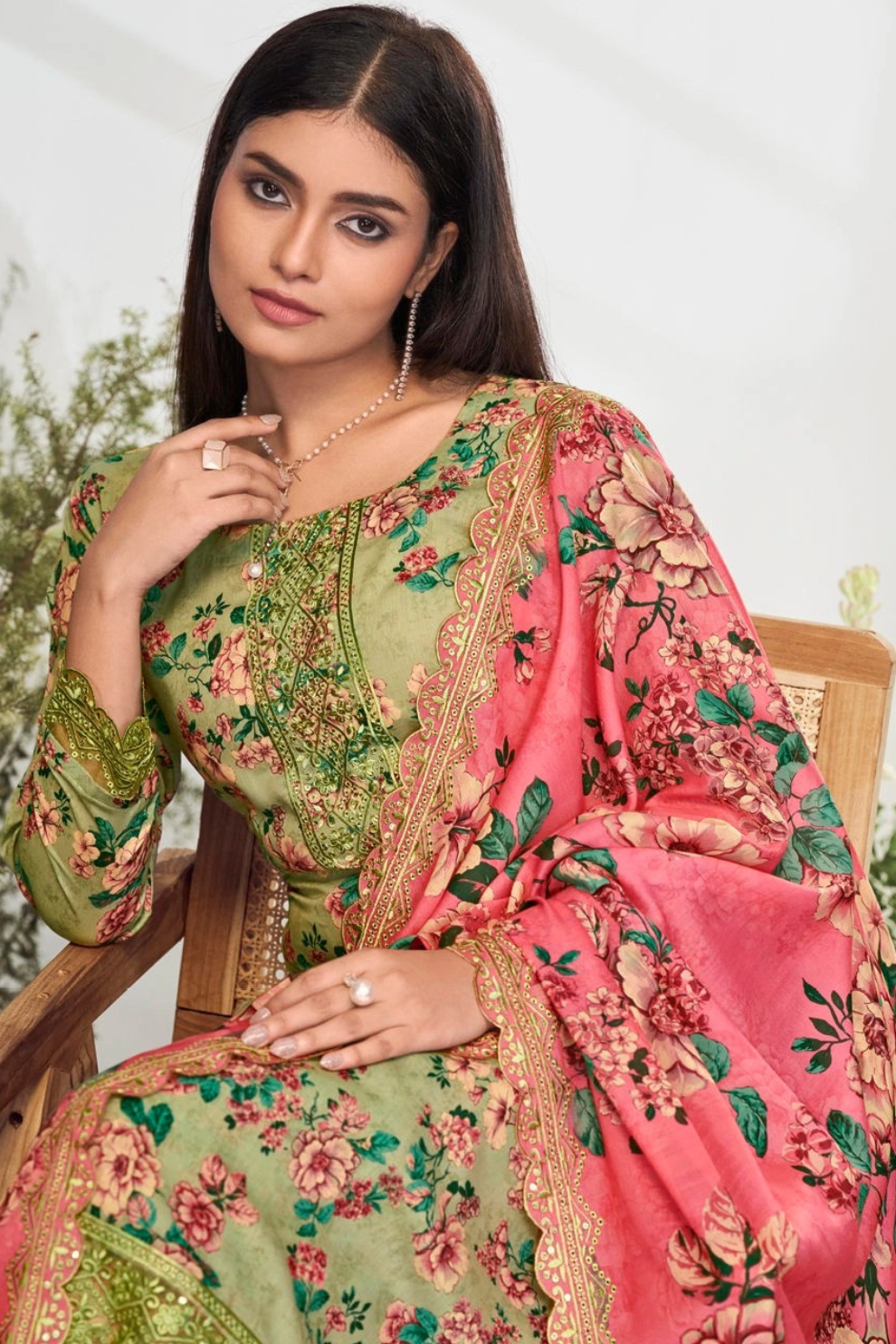 Elegent Pure Cotton Digital Print With Embroidery Designer Festive Wear Salwar Suit Set