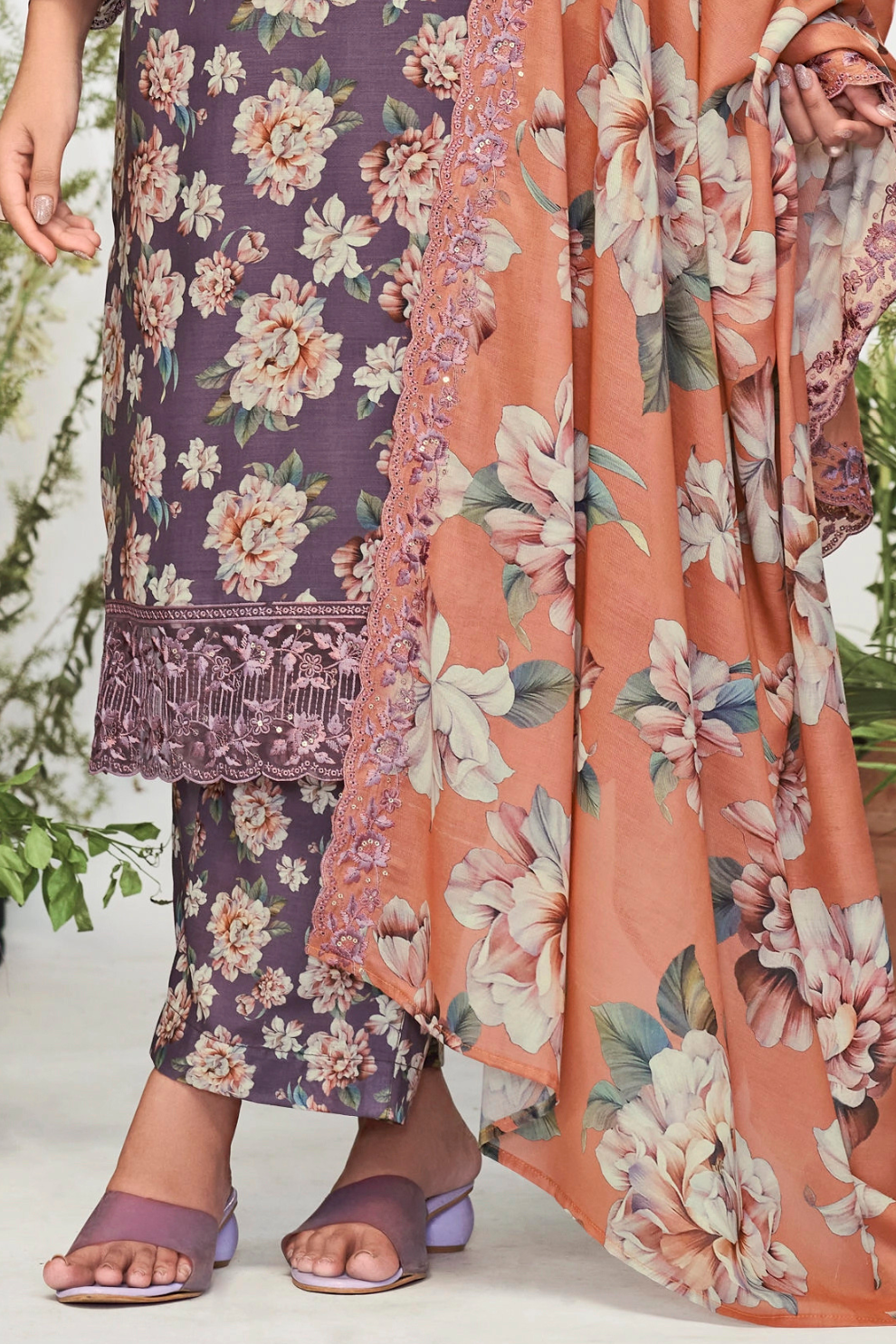 Elegent Pure Cotton Digital Print With Embroidery Designer Festive Wear Salwar Suit Set