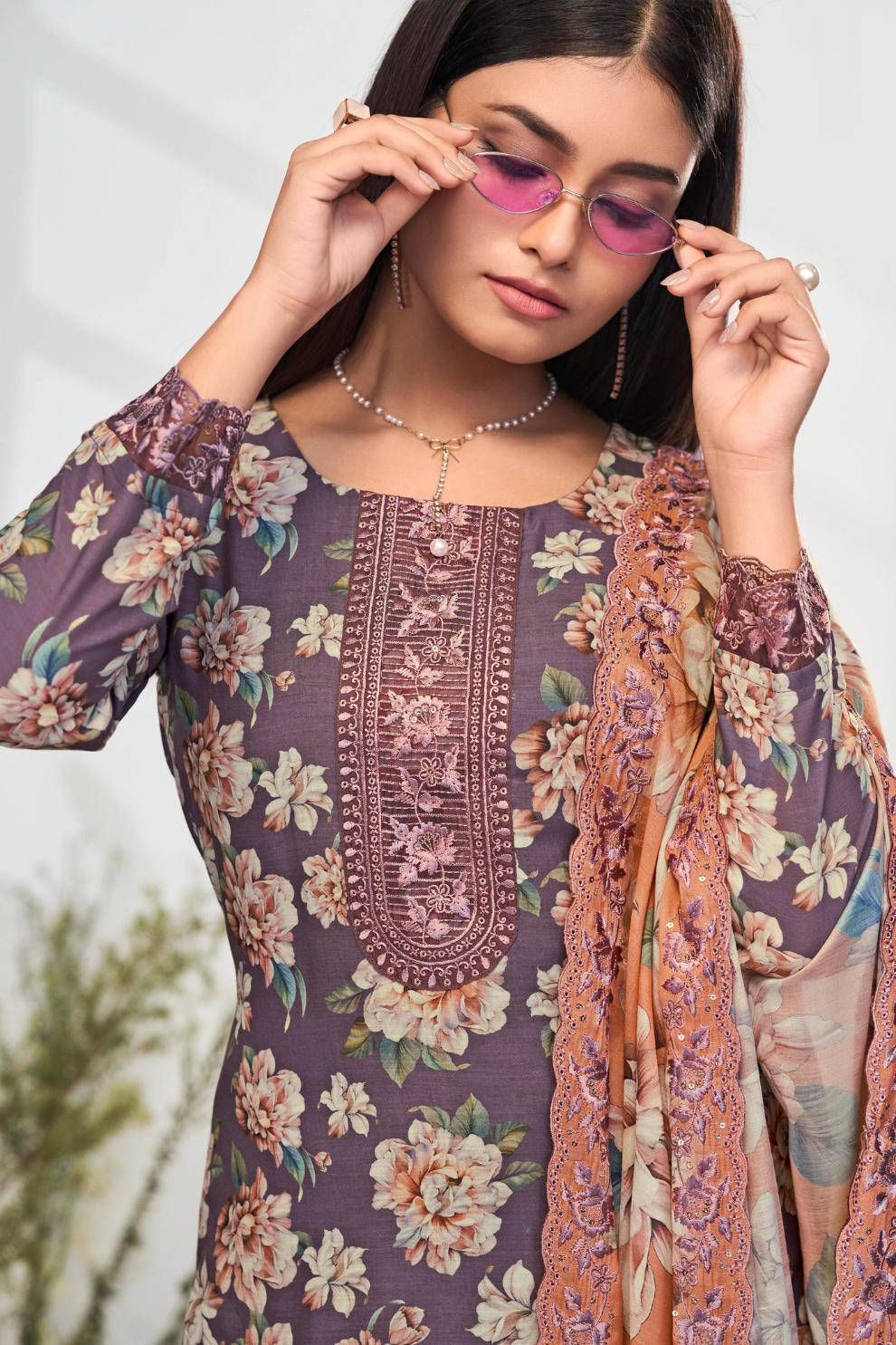 Elegent Pure Cotton Digital Print With Embroidery Designer Festive Wear Salwar Suit Set